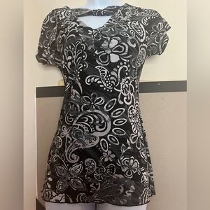 Black and white dress with floral design